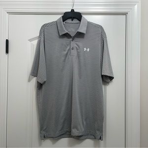 Under Armour grey white striped golf polo shirt
